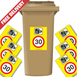 Speed Camera 30 mph Speed Reduction Wheelie Bin Stickers